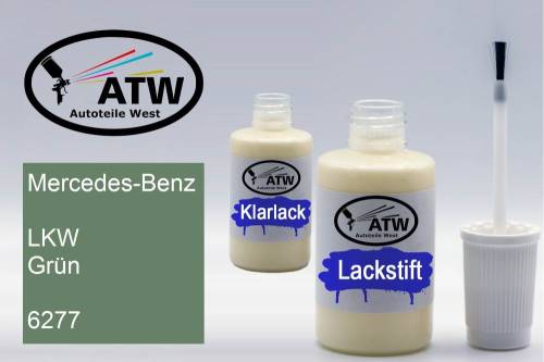 Mercedes-Benz, LKW Grün, 6277: 20ml Lackstift + 20ml Klarlack - Set, von ATW Autoteile West.